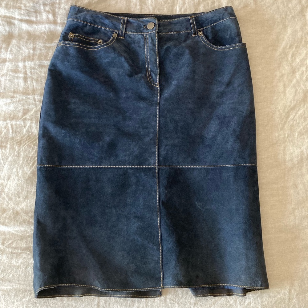 Navy Suede Skirt